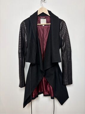Ashley B Leather Trimmed Wool Convertible Coat Size Small